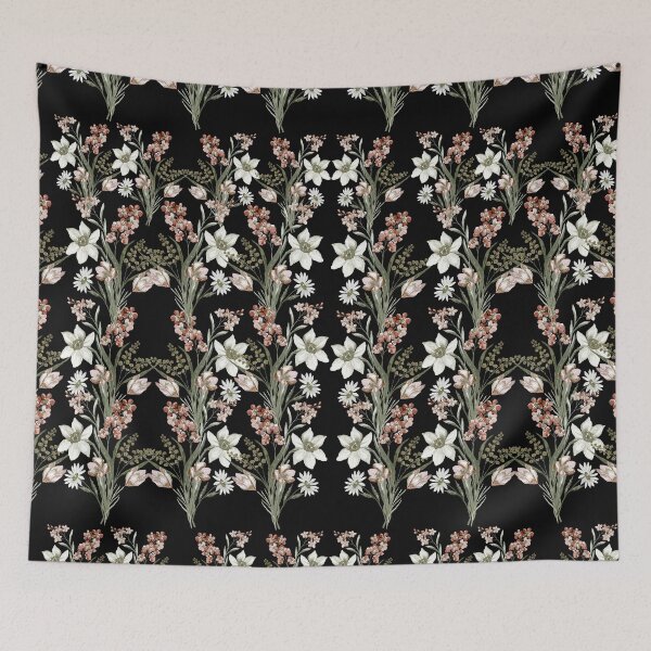 Item preview, Dark Botanical Lily and Blush Tulip Floral Pattern designed and sold by Jyoti-Quotes.