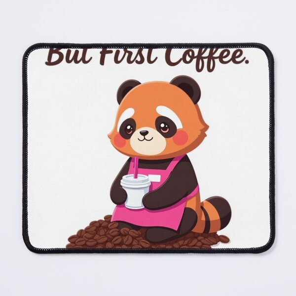 Item preview, But First Coffee Red Panda Kawaii Barista Shirt designed and sold by Xenovita.