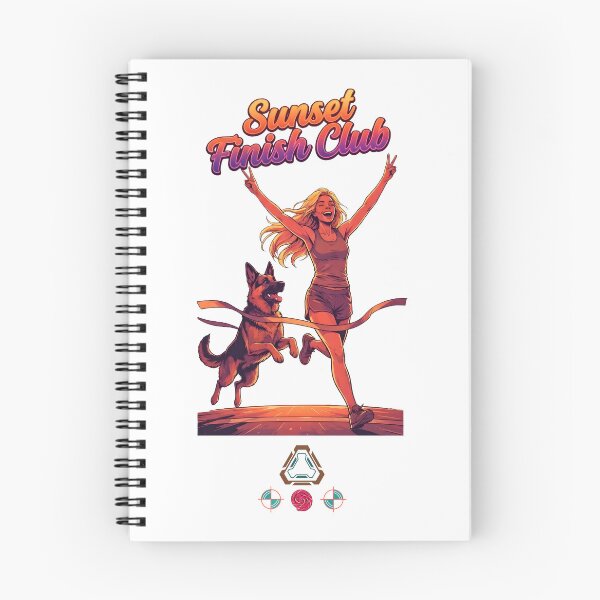 Item preview, Sunset Finish Club: Runner & Dog Duo designed and sold by m-yoga-store.