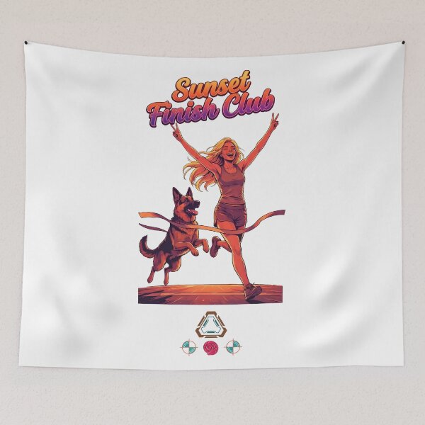 Item preview, Sunset Finish Club: Runner & Dog Duo designed and sold by Whimsy Trail Co.