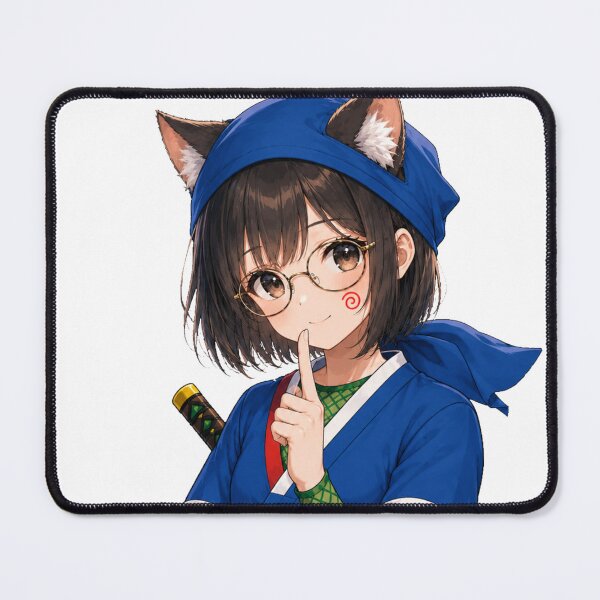 Item preview, Cat-Eared Ninja Cosplay Girl – Retro Anime Inspired Kunoichi Portrait designed and sold by Komatoya.