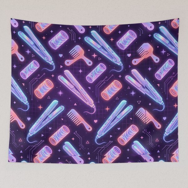 Item preview, Cyber Pastel Hair Tools Seamless Pattern Neon Salon Electronics designed and sold by SplashTastic.
