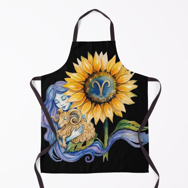 Item preview, Aries Zodiac Goddess Watercolor Sunflower Art designed and sold by SilentFlower.