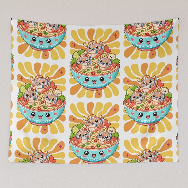 Item preview, Ramen Adventure Kawaii Shrimp Smiles designed and sold by Rosie's Wildflower Boutique.