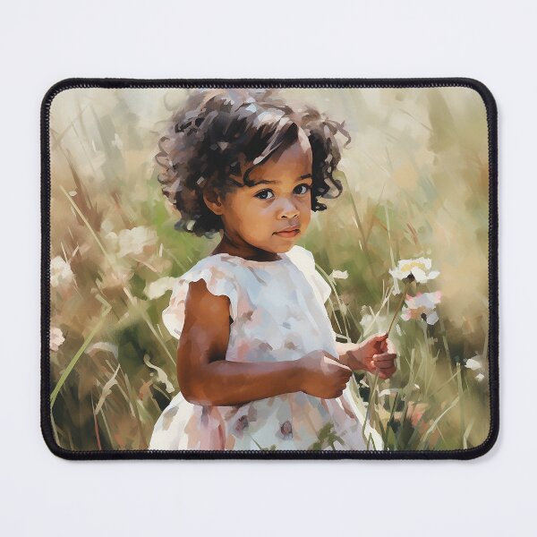Item preview, Fields Of Grace - A Black Toddler In A White Dress In A Garden - Black Art - Watercolor Art designed and sold by CastleBySea.