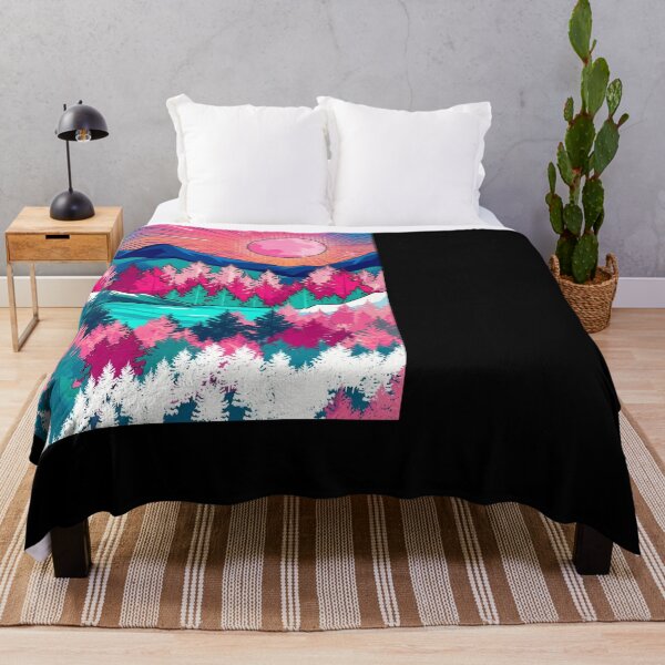 Item preview, Vibrant Mountain Landscape with Pink Moon designed and sold by A-M-G-Shop.