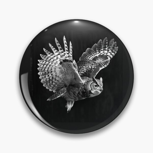 Item preview, Great Horned Owl in Flight | Black and White Wildlife Illustration designed and sold by inkoutninja.