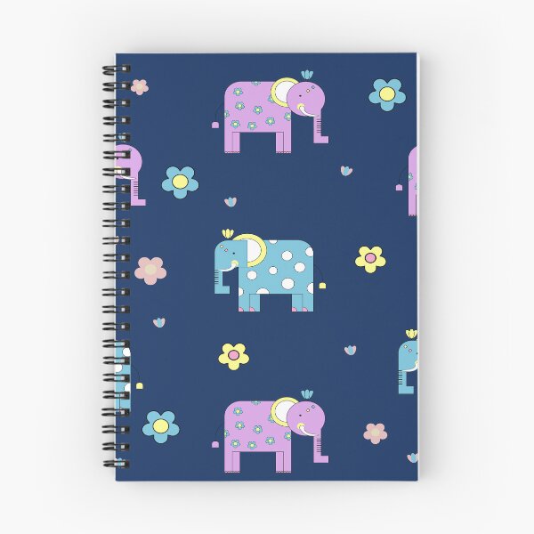 Item preview, Cute seamless pattern with colorful cartoon elephants and small flowers on a dark blue background. designed and sold by Aumpuk.
