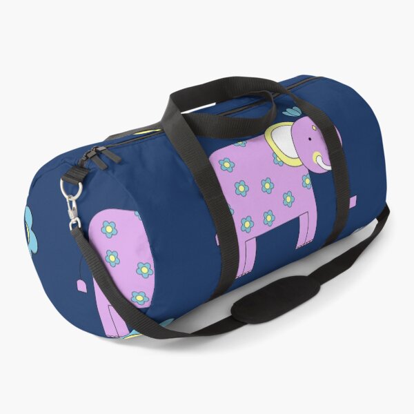 Item preview, Cute seamless pattern with colorful cartoon elephants and small flowers on a dark blue background. designed and sold by Aumpuk.