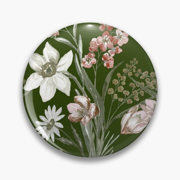 Item preview, Olive Green Botanical Lily and Blush Tulip Pattern designed and sold by Jyoti-Quotes.