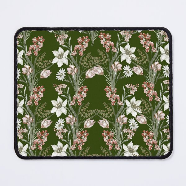 Item preview, Olive Green Botanical Lily and Blush Tulip Pattern designed and sold by Jyoti-Quotes.