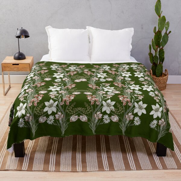 Item preview, Olive Green Botanical Lily and Blush Tulip Pattern designed and sold by Jyoti-Quotes.