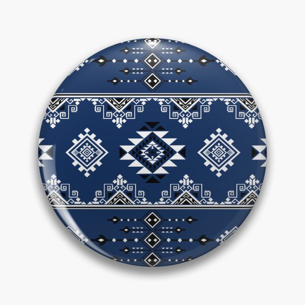 Item preview, Seamless geometric ethnic pattern in deep blue tones with symmetrical tribal motifs.	 designed and sold by Aumpuk.