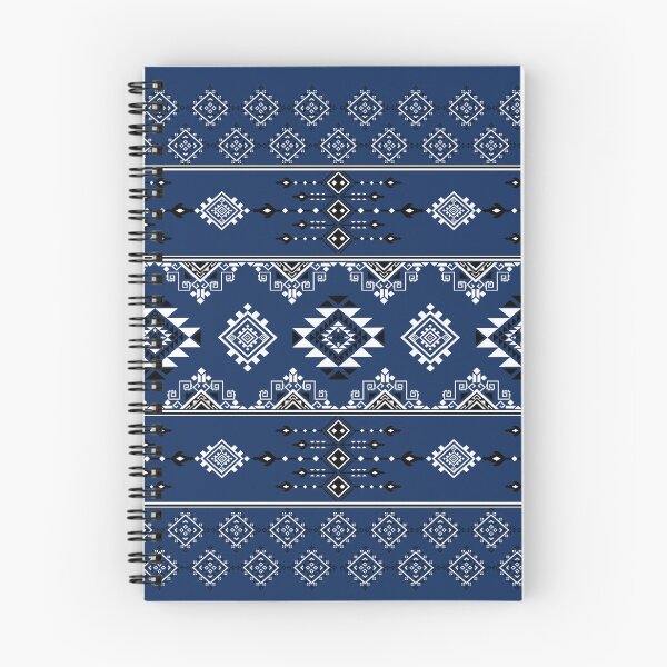 Item preview, Seamless geometric ethnic pattern in deep blue tones with symmetrical tribal motifs. designed and sold by Aumpuk.