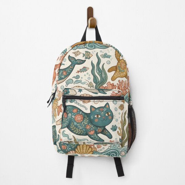 Item preview, Whimsical Ocean Cat Seamless Pattern designed and sold by Iampoji.