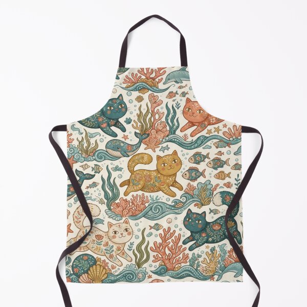 Item preview, Whimsical Ocean Cat Seamless Pattern designed and sold by Iampoji.