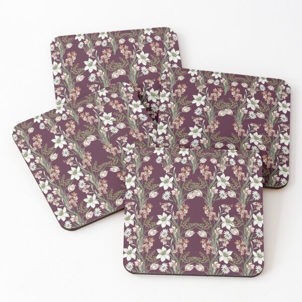 Item preview, Deep Plum Botanical Lily and Blush Tulip Pattern. designed and sold by Jyoti-Quotes.