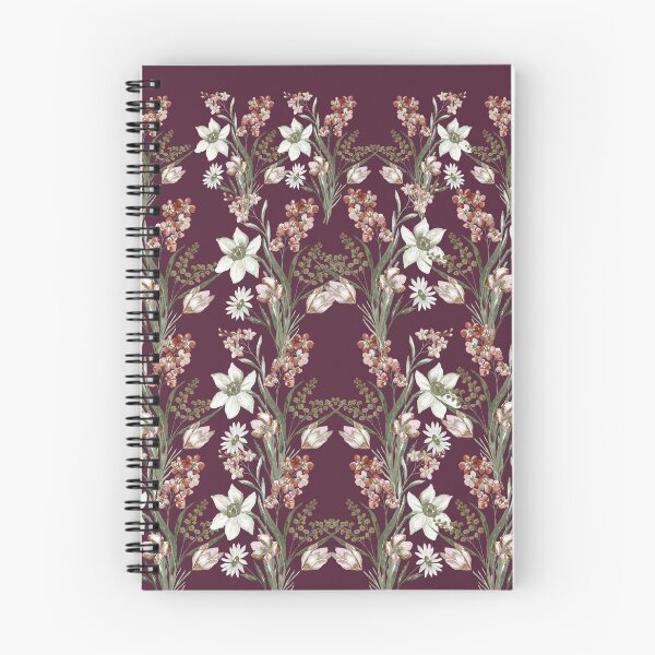 Item preview, Deep Plum Botanical Lily and Blush Tulip Pattern. designed and sold by Jyoti-Quotes.