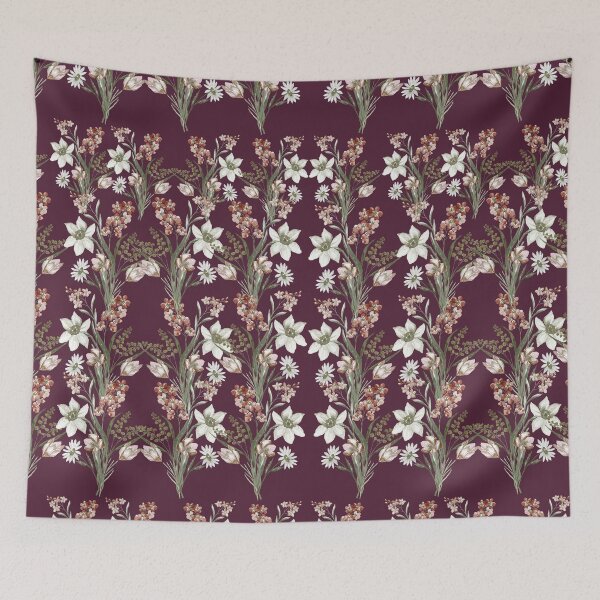 Item preview, Deep Plum Botanical Lily and Blush Tulip Pattern. designed and sold by Jyoti-Quotes.