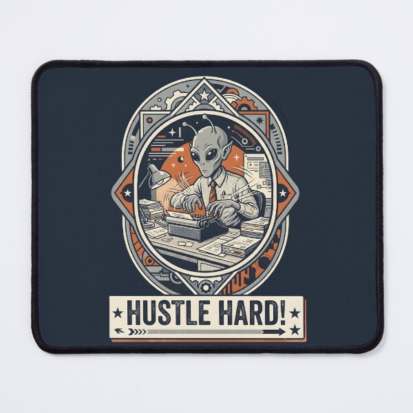 Item preview, Alien Typist Hustle Hard Retro Office Graphic designed and sold by DuckOddity.