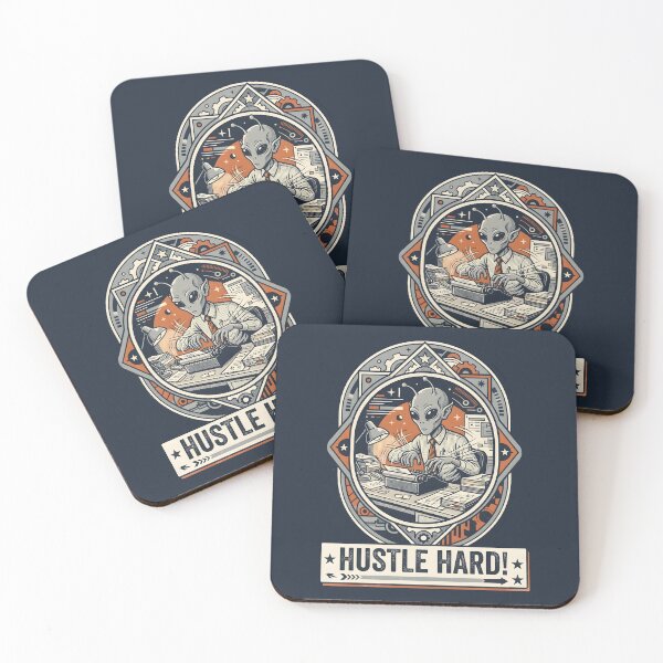 Item preview, Alien Typist Hustle Hard Retro Office Graphic designed and sold by DuckOddity.