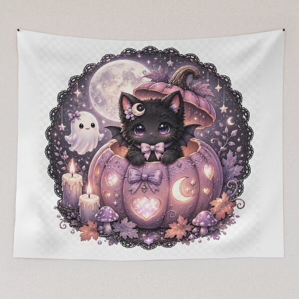 Item preview, Pastel Gothic Pumpkin Kitten Sticker designed and sold by Sangrariel.