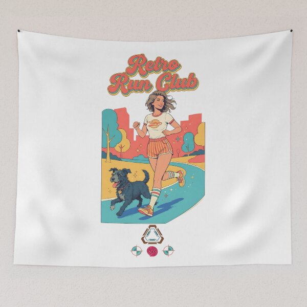 Item preview, Retro Run Club - Vintage Jogger & Dog Illustration designed and sold by m-yoga-store.