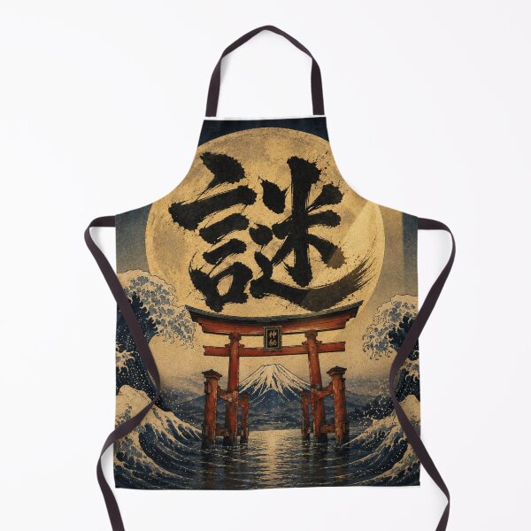 Item preview, Mystery Kanji "謎" Ukiyo-e UFO over Torii Gate | Japanese Moon & Mount Fuji designed and sold by Handcan.