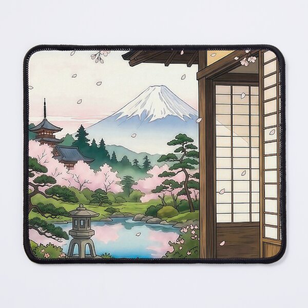 Item preview, Japanese Cat Sleeping Sakura Garden Mount Fuji designed and sold by pastbarack.