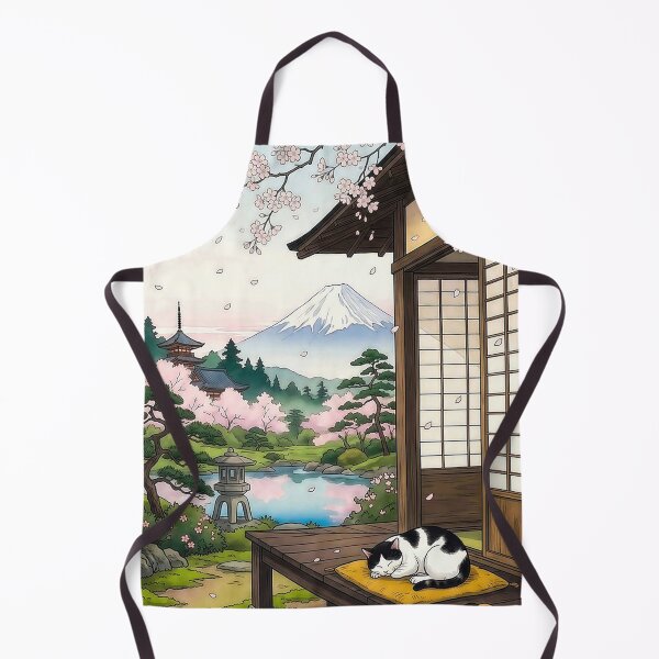 Item preview, Japanese Cat Sleeping Sakura Garden Mount Fuji designed and sold by pastbarack.