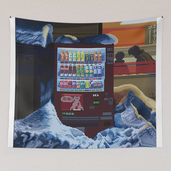 Item preview, Japanese Vending Machine Snow Pixel Art Night designed and sold by jeangodeman.
