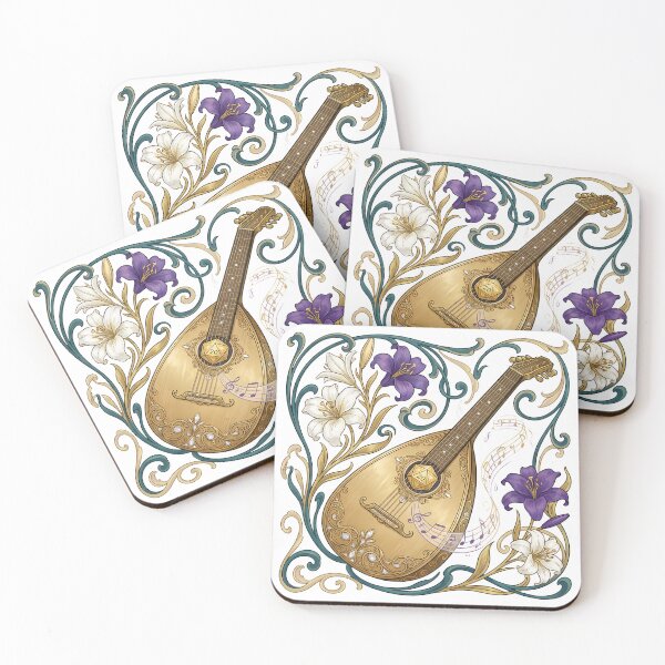 Item preview, Art Nouveau Bard Lute Floral Fantasy Elegant TTRPG Musician designed and sold by WorldShop17.