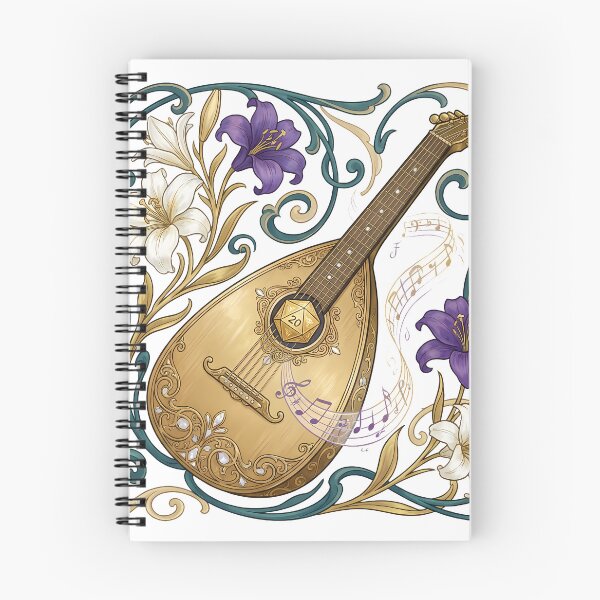 Item preview, Art Nouveau Bard Lute Floral Fantasy Elegant TTRPG Musician designed and sold by WorldShop17.