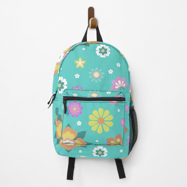 Item preview, Seamless floral pattern with colorful decorative flowers in a playful flat design style. Bright pastel flowers scattered on a turquoise background, creating a cheerful and lively surface pattern. designed and sold by Aumpuk.