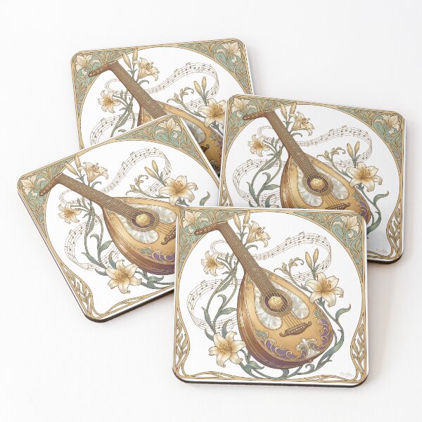 Item preview, Art Nouveau Bard Lute Floral Fantasy Elegant TTRPG Musician designed and sold by WorldShop17.