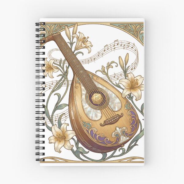 Item preview, Art Nouveau Bard Lute Floral Fantasy Elegant TTRPG Musician designed and sold by WorldShop17.