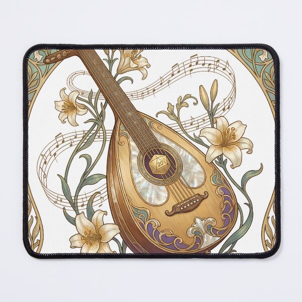 Item preview, Art Nouveau Bard Lute Floral Fantasy Elegant TTRPG Musician designed and sold by WorldShop17.