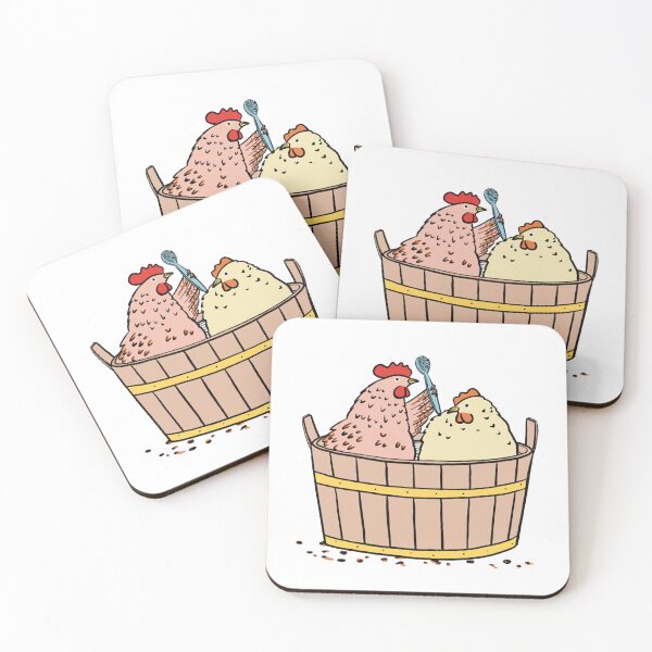 Item preview, Chicken Bathtime Cute Birds In Wooden Tub  designed and sold by ToonEra.
