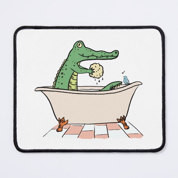 Item preview, Crocodile Bathtime Cute Alligator Washing With Sponge Design designed and sold by ToonEra.