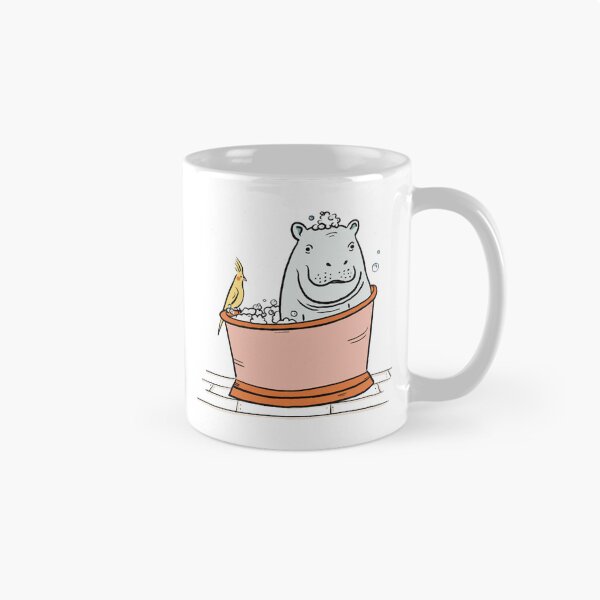 Item preview, Hippo Bathtime Cute Hippopotamus Bathing With Bird Art designed and sold by ToonEra.
