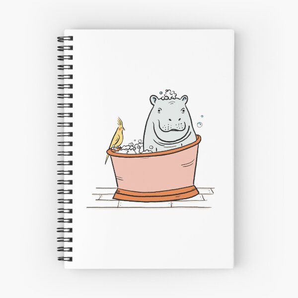 Item preview, Hippo Bathtime Cute Hippopotamus Bathing With Bird Art designed and sold by ToonEra.