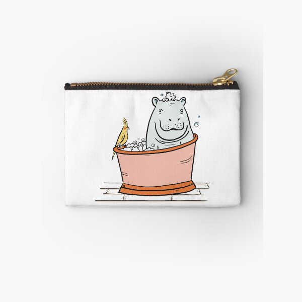 Item preview, Hippo Bathtime Cute Hippopotamus Bathing With Bird Art designed and sold by ToonEra.