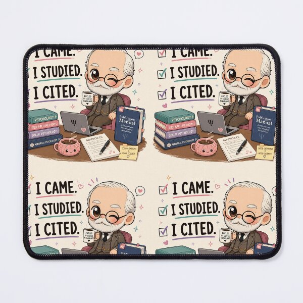 Item preview, I Came. I Studied. I Cited. | Cute Freud Chibi Psychology Student | Academic Humor | APA Citation | Kawaii Psych Gif designed and sold by Freudian Slip Co..