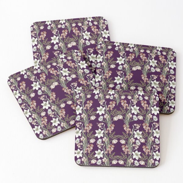 Item preview, Deep Purple Botanical Lily and Blush Tulip Pattern designed and sold by Jyoti-Quotes.