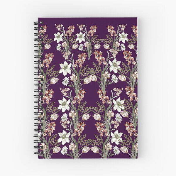 Item preview, Deep Purple Botanical Lily and Blush Tulip Pattern designed and sold by Jyoti-Quotes.