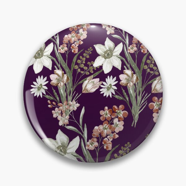 Item preview, Deep Purple Botanical Lily and Blush Tulip Pattern designed and sold by Jyoti-Quotes.
