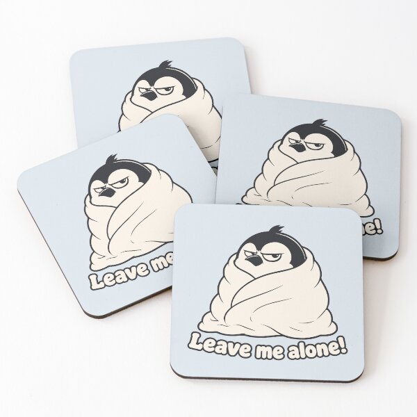 Item preview, Leave Me Alone Meme — Funny Chubby Penguin Wrapped in Blanket — Sarcastic Cozy designed and sold by MalisoStickers.