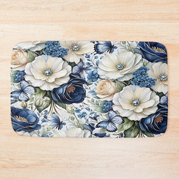 Item preview, Floral Seamless Pattern An Elegant Blue and White Flowers with Delicate Butterflies Against a Soft Cream Background Repeat Seamless Pattern designed and sold by Matt_Smith.