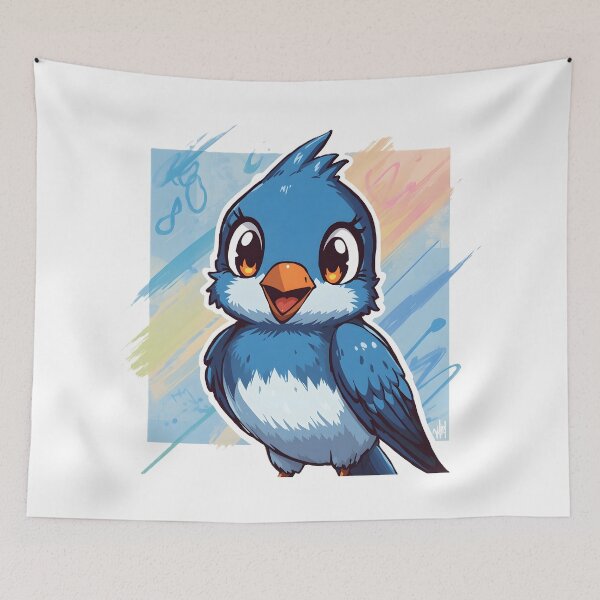 Item preview, Cute Bluebird Sticker | Kawaii Blue Bird Illustration | Happy Cartoon Songbird | Anime Bird Art designed and sold by dreamz-world.