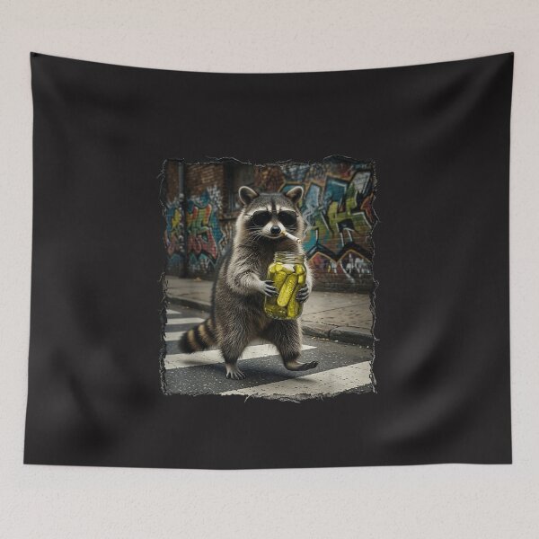 Item preview, Funny Pickle Lover Raccoon Street Animal Vintage Humor Graphic designed and sold by kiralynstration.